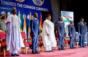 Photo: Buhari Attends Presidential Task Force On ECOWAS Single Currency President Muhammadu Buhari, left, with other ECOWAS leaders...