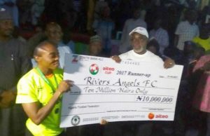 Women’s Aiteo Cup: Rivers State Government Congratulates Rivers Angels Rivers Angels...being congratulated by Amaju Pinnick of NFF...