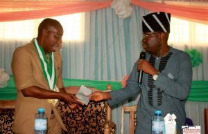 Day Oyo’s ANCOPSS Hosted Senator Adesoji Akanbi Senator Rilwan Adesoji Akanbi, right, giving out a cheque to the representative of ANCOPSS during the meeting...