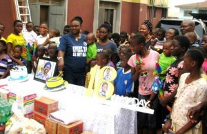 Kayrom Lee Boss Celebrates Birthday With Less Privileged Children Ambassador Ayinde with the Living Words Mission Orphanage Home children at the event