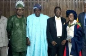 Photo: When OAU Ife Held Its Series 310 Inaugural Lecture L-R: Governor Abiola Ajimobi's COS, Dr Gbade Ojo, SSG, Ismael Alli, Oyo's Deputy Governor, Otunba Moses Alake Adeyemo, VC Tech-U, Professor Ayobami Salami, lecturer, Professor Abiodun Salami and VC, OAU, Professor Eyitope Ogunbodede...before the lecture was delivered...