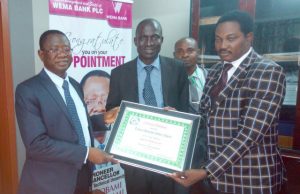 Photo: Technical University Ibadan Trains Bursary Staff On International Public Sector Accounting Standard From L-R: The Vice-Chancellor, The Technical University, Ibadan, Prof. Ayobami Salami, the University Bursar, Mr. Kehinde Olatokun, the University Senior Internal Auditor, Mr. Adebisi Adekunle, and the Managing Consultant, White Knight Consulting, Abuja, Prof. A. P. Adejola, presenting a certificate to the VC in his office after the training programme last Thursday…