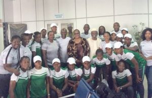 2018 FIFA U20 Women’s World Cup Qualifiers: Senator Adeyeye Lifts Falconets’ Spirits Nigeria’s U20 girls, Falconets, in a group picture with Senator Olusola Adeyeye...