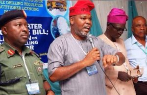 AWDROP To NASS: Now’s Time To Pass Water Resources Bill Into Law The General Officer Commading 2 Division, Nigeria Army, Ibadan, Major General Abraham (left), AWDROP National President, Engineer Michael Ale (2nd left) and other guests at the event