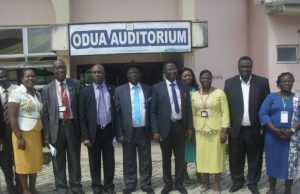 Technical University Ibadan’s VC In First Official Outing, Delivers Keynote Address At Ekiti State ‘Varsity The Vice-Chancellor, The Technical University, Ibadan, Prof. Ayobami Salami (fourth from left), the Vice-Chancellor, Ekiti State University, Prof. S. O. Bamidele, some principal officers of EKSU, & CEAN leader