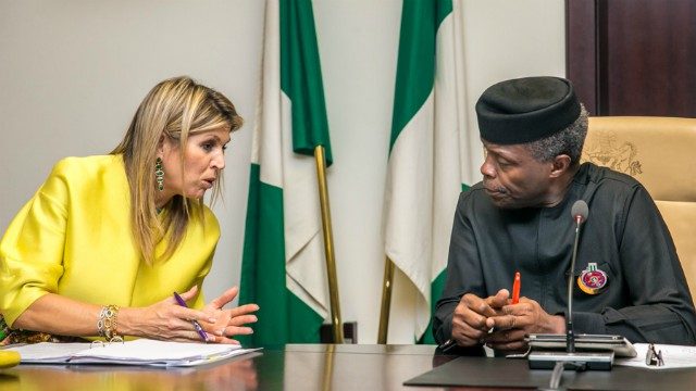 Vice President Yemi Osinbajo, with HM Queen Maxima of the Netherlands during the meeting at the State House in Abuja