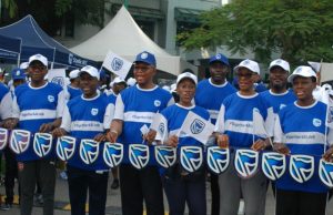 Prosthetic Limbs, Education Trust Funds Given Out To 20 Children By Stanbic IBTC L-R: Chief Executive, Stanbic IBTC Holdings Plc, Mr. Yinka Sanni; Chief Executive, Stanbic IBTC Bank Plc, Dr. Demola Sogunle; Representative of the Minister of Health, Prof. Chris Bode; Non-Executive Director, Stanbic IBTC Holdings Plc, Mrs. Ngozi Edozien; Chairman, Stanbic IBTC Asset Management Limited, Mrs. Ifeoma Esiri; and Chief Executive, Standard Bank, Africa Region, Mrs. Sola David-Borha, during the flag off of the Stanbic IBTC 2017 “Together For A Limb” CSI Initiative Walk in Lagos…recently…
