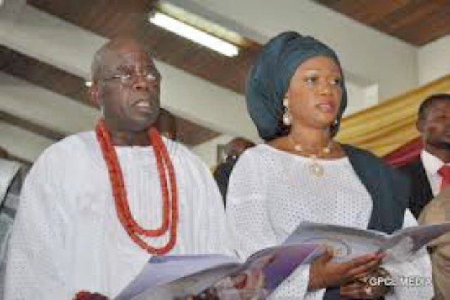 Senator Oluremi Tinubu and her husband, Asiwaju Bola Ahmed Tinubu...at a church programme...
