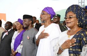 Photo: Osinbajo Storms Osogbo, Flags Off MSME Clinics R-L: From right, Deputy Governor of Osun, Mrs Titi Laoye-Tomori; Governor Rauf Aregbesola; Vice President Yemi Osinbajo; Wife of Osun Governor, Sherifat and Minister of Health, Professor Isaac Adewole, during the event…