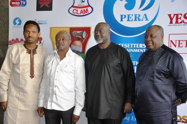 L-R: Alariwo of Africa, Gboyega Fisher of Ibadan Recreation Club, Toye Arulogun, Hon Commissioner for Information, Culture and Tourism in Oyo State and Dr Sina Adegunle of Rent-a-Cab fame...