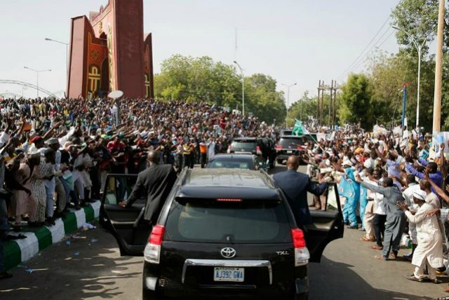 ...Kano on 'fire' as President Muhammadu Buhari's convoy enter Kano...