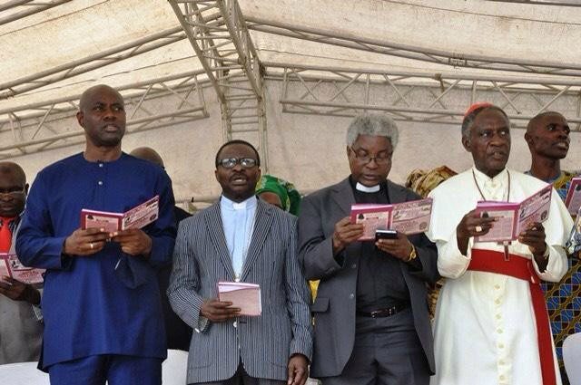 The convener and Chieftain of People's Demoncratic Party, Engr. Seyi Makinde's, CAN President, Reverend Samson Ayokunle, Oyo State CAN Chairman, Pastor Benjamin Akanmu and Archbishop Ayo Ladigbolu at the event…