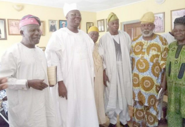 Aare Gani Adams, second from left, with Chief Olu Falae and others...