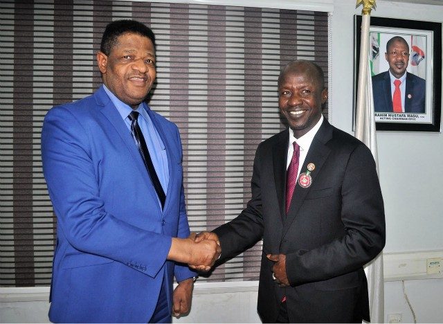 EFCC's Ibrahim Magu, right, with his visitor from ECOWAS...