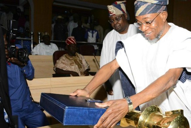 Ogbeni Rauf Aregbesola...presenting the budget documents to the Osun State House of Assembly on Thursday...