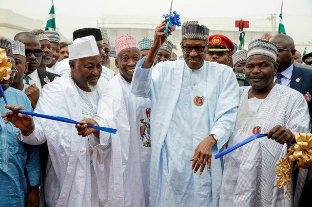 President Muhammadu Buhari commissioning one of the industries in Kano...