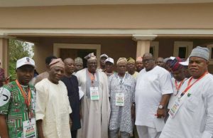 Oyo APC To Ladoja: Your Role At PDP Convention Has Confirmed That You Are Anti-Yoruba Senator Rashidi Ladoja, middle, with Senator Buruji Kashamu and others in Abuja during the weekend...