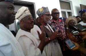 South West Governors In Ibadan For Crucial Meeting ...the South West Governors at the meeting in Ibadan...L-R: Akinwunmi Ambode,Abiola Ajimobi,Oluwarotimi Akeredolu,Ayodele Fayose,Ogun Deputy Governor and Rauf Aregbesola..