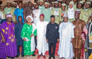 Osinbajo Insists: Only Hard Work, Productivity Can Enhance Nigeria’s Development R-L: Gov Abiola Ajimobi, Prof Yemi Osinbajo, Gov Rauf Aregbesola and others at the summit...