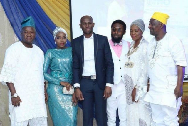 The initiator of the competition, Hon. Adedapo Lam Adesina (middle) with the winners and their parents...at the event...