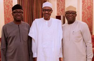 Photo: Niyi Adebayo, Kayode Fayemi Visit Buhari L-R: Otunba Niyi Adebayo, President Muhammadu Buhari and Dr Kayode Fayemi...