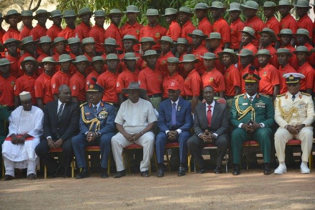National Security Adviser, NSA, to the president, Major General Mohammed Babagana Monguno (Retd) with others at the EFCC graduation...on Friday...