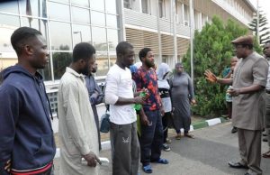 Graduate Amoung 11 Other Libya-Returnees Welcomed By Oyo Government Otunba Moses Adeyemo, right, with the returnees...
