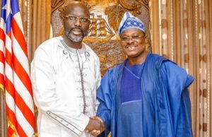 Photo: When Ajimobi Visited Liberia’s President George Weah Oyo State Governor, Senator Abiola Ajimobi, right, with the President of Liberia, Mr. George Weah, during the visit…
