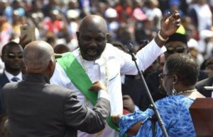 How George Weah Was Sworn In As Liberia’s 25th President President George Weah...being sworn in as Liberia's new leader...