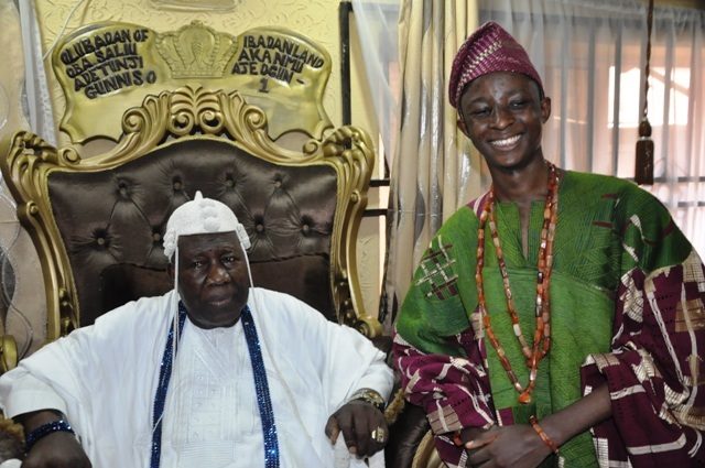 ...the new Mogaji Oluwateniola Adegbola, right, with Oba Saliu Adetunji...after his installation...