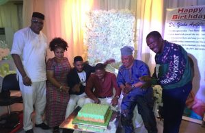 Faces At Yinka Ayefele’s Birthday R-L: Fresh FM's Chief Accountant, Alhaji Abolade Salami, Dr Olayinka Ayefele, Henry Ayefele,Yeye Merry and another guest...