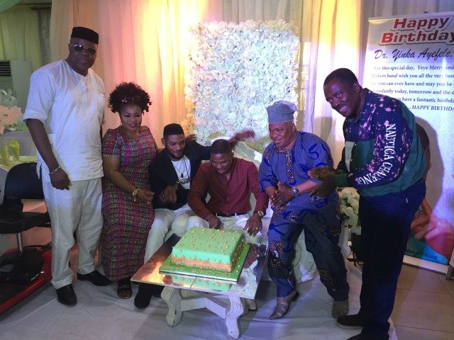 R-L: Fresh FM's Chief Accountant, Alhaji Abolade Salami, Dr Olayinka Ayefele, Henry Ayefele,Yeye Merry and another guest...