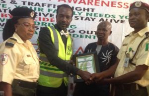 Rescue Organization Decorates Lagelu FM’s Ajibola Akinyefa As Rescue Ambassador L-R: Rescue Marshal Egunjobi Olayinka, Mr. Ajibola Akinyefa, Comrade Segun Salam and Commander Okanlawon Bamigboye during the decoration