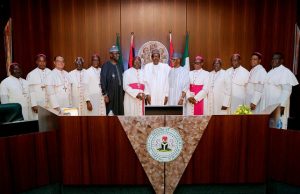 Buhari To Bishops: It’s Dishonest To Say I’m Doing Nothing About Killings President Muhammadu Buhari, middle, in a group photograph with the Catholic Bishops and others...on Thursday...