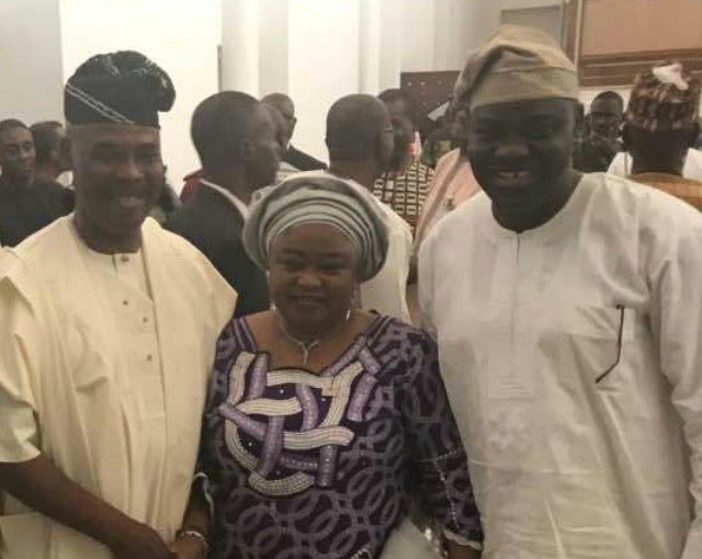 Alhaji Fatai Ibikunle, left, after he was sworn in…Professor Adeolu Akande, right, was also there to felicitate with him…(Photo credit: insideoyo.com)