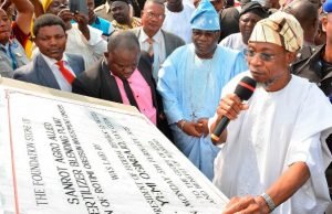 Photo: Aregbesola Lays Foundation For Rice Mill In Ijebu-Jesa Osun's Governor Rauf Aregbesola, right, at the event...