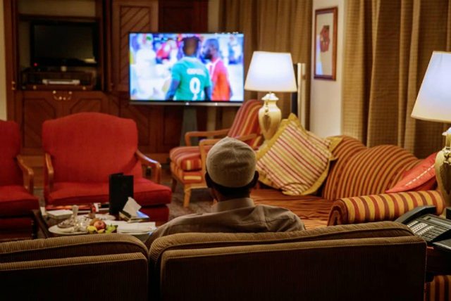 President Muhammadu Buhari taking time to watch a Super Eagles-match during his trip to Ethiopia...during the week...