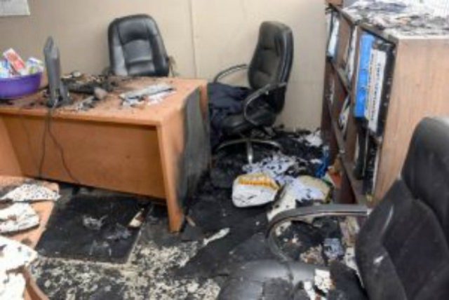 ...one of the offices at Vivid Imagination ravaged by the inferno...