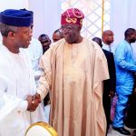 Vice President Yemi Osinbajo left with the national leader of APC Asiwaju Bola Ahmed Tinubu