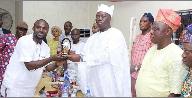The Aare Ona Kakanfo of Yorubaland, Dr Gani Adams receives an award at the event...