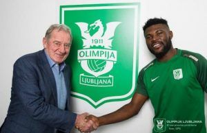 Udechukwu Joins Olimpija Ljubljana Chinedu Udechukwu, right, being congratulated by the team's top official...