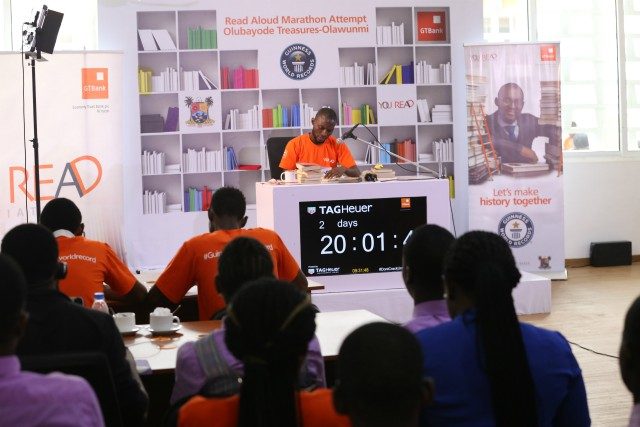 Olubayode Treasures Olawunmi...here...attempting to break the Guinness World Record for the Longest Marathon Read Aloud...