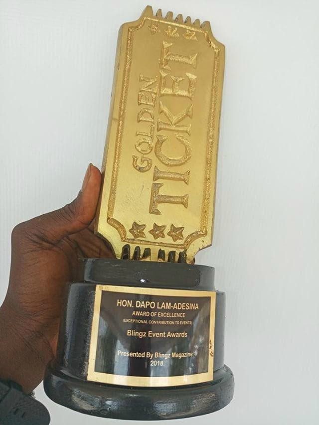 ...the plaque received by Hon Adedapo Lam-Adesina