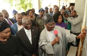 Ajimobi Identifies Reasons For Slow Dispensation Of Justice In Nigeria L-R: Deputy Chief Registrar, Oyo State High Court, Mrs. Safiyat Oyediran; Chief Judge, Justice Munta Abimbola; and Governor, Senator Abiola Ajimobi, during the inauguration of the Multi-door Court House, at the High Court premises, in Ibadan... on Tuesday…