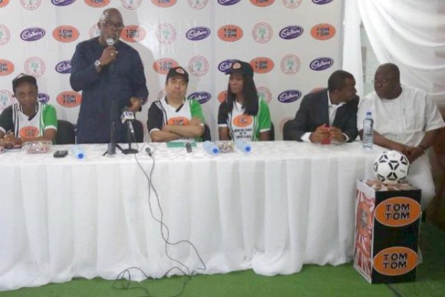 NFF's Amaju Pinnick addressing others at the event...