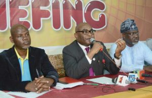 Outdoor Advert Defaulters Get Ultimatum From Oyo Government L-R: Oyo State Signage and Advertising Agency (OYSAA) Director of Administration and Supplies, Mr. Kareem Adeleke, Director-General, OYSAA, Pastor Yinka Adepoju and the State Commissioner for Information, Culture and Tourism, Mr. Toye Arulogun, during the Press briefing…