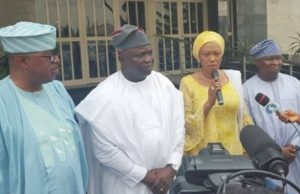 2019: How Governor Ambode Was Endorsed By Lagos’ Three Senators Governor Akinwunmi Ambode, in white, with the three Senators...