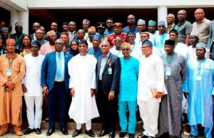 Photo: When Aregbesola Hosted Joint Tax Board In Osogbo Governor of Osun state, Ogbeni Rauf Aregbesola, (5th left), Chairman of Joint Tax Board, Mr Tunde Fowler (4th left), Executive Secretary of joint Tax Board, Mr Oseni Elamah, (5th right), Special Adviser to the Governor on Tax Matters, Barrister Gbenga Akano (4th right), Chairman Osun Joint Tax Board, Mr Bisi Ali (3rd left), Commissioner for Finance, Mr Bola Oyebamiji (3rd right), and others, during the visit….