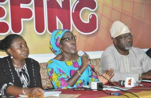 International Women’s Day: Oyo Makes Case For Recognition Of Women In National Development L-R: Acting Permanent Secretary Ministry of Women Affairs, Community Development, Social Welfare and Poverty Alleviation, Mrs Christianah Abioye, Commissioner of the Ministry, Mrs Tinuke Osunkoya and Commissioner of Information, Culture and Tourism during the press conference on this year 2018 International Women’s Day Celebration held at Film Theatre, Ministry of Information Secretariat, Ibadan