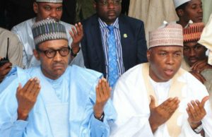 Buhari, Saraki Condemn Killing Of Aid Workers By Insurgents President Muhammadu Buhari, left, with Senator Bukola Saraki...praying for the dead...